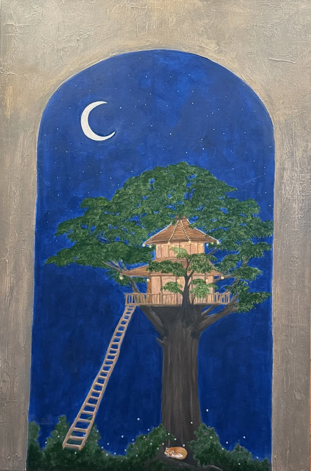 "Fox dreams", 2026  Acrylic on Canvas  24 x 36