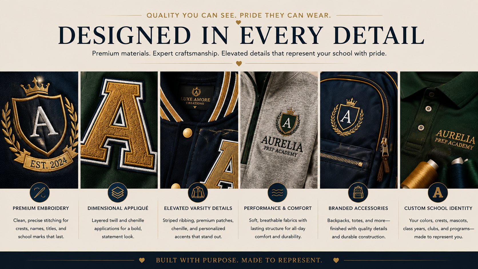 Embroidery, appliqué, DTF printing, and mixed-technique apparel customization examples