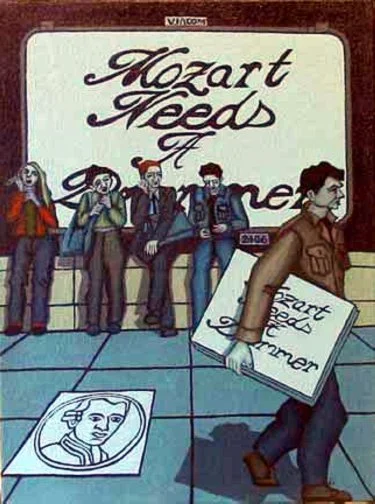 Mozart Needs a Drummer #2 (2006)  14.5" x 10.75" Acrylic on Canvas