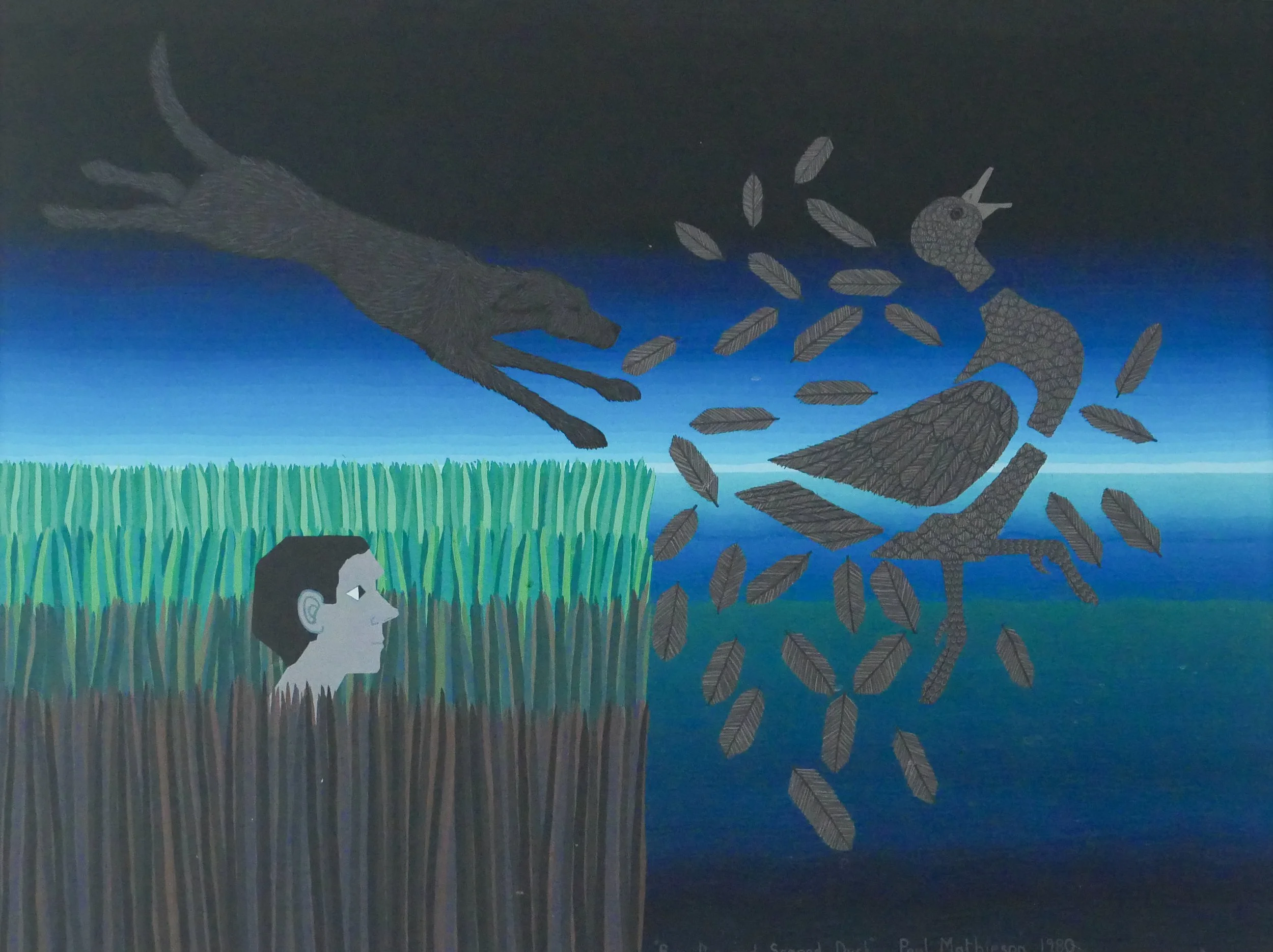 Boy Dog and Scared Duck
1981
Acrylic on Canvas