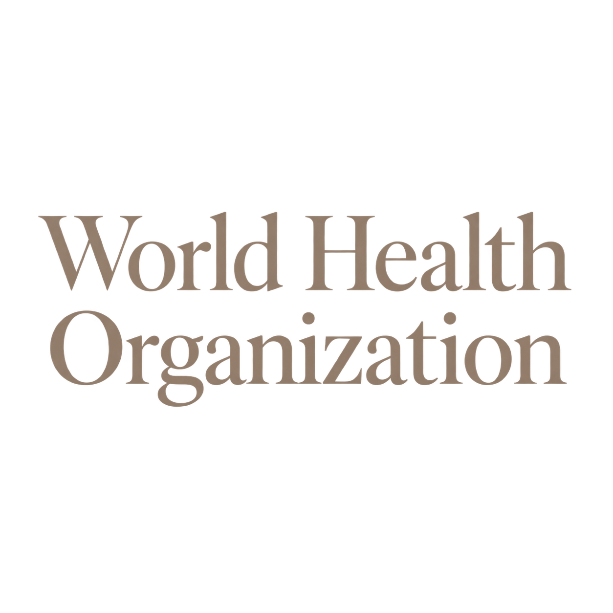 Logo of the World Health Organization with the organization's name in gray text on a black background.