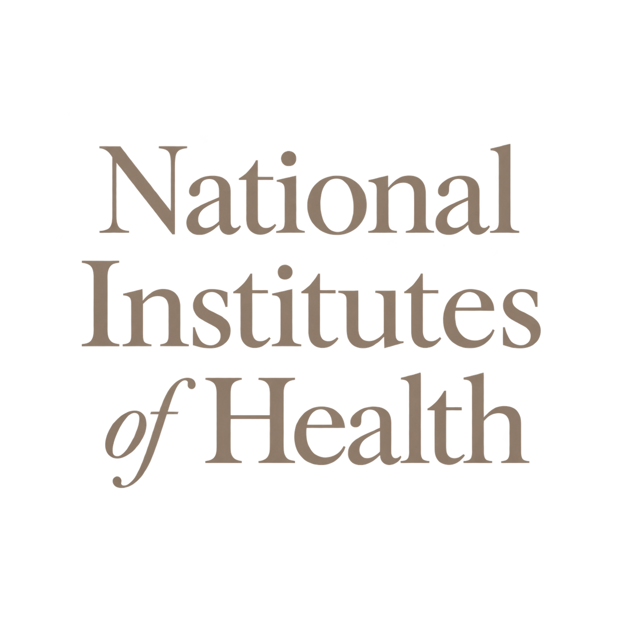 Logo of the National Institutes of Health with black background and gray text.