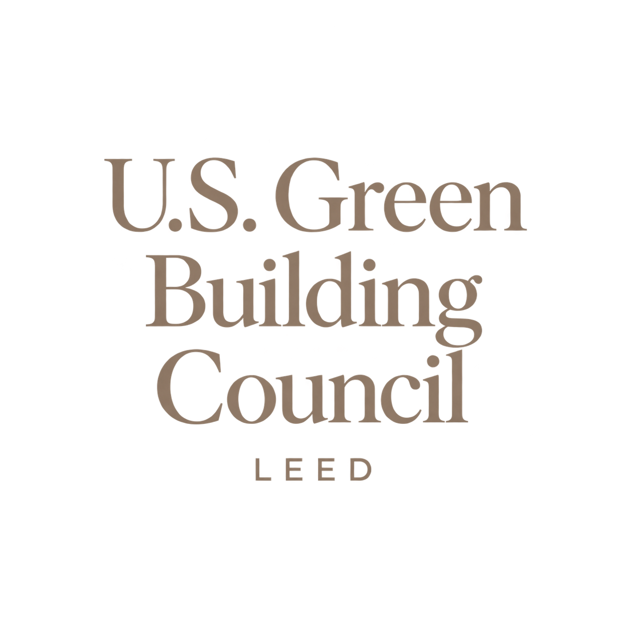Logo of U.S. Green Building Council LEED with red and gray text on black background.