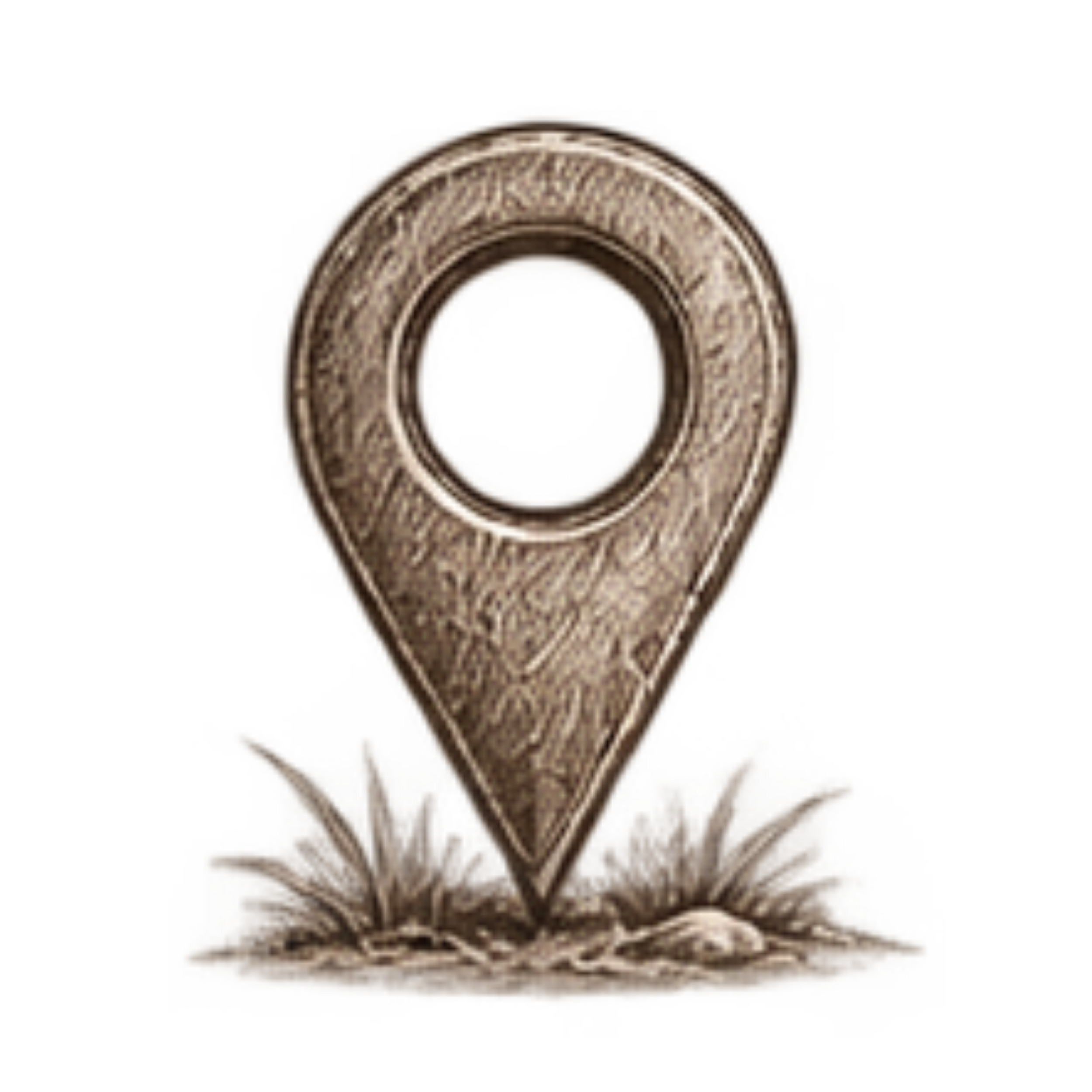 Pencil sketch of a location pin