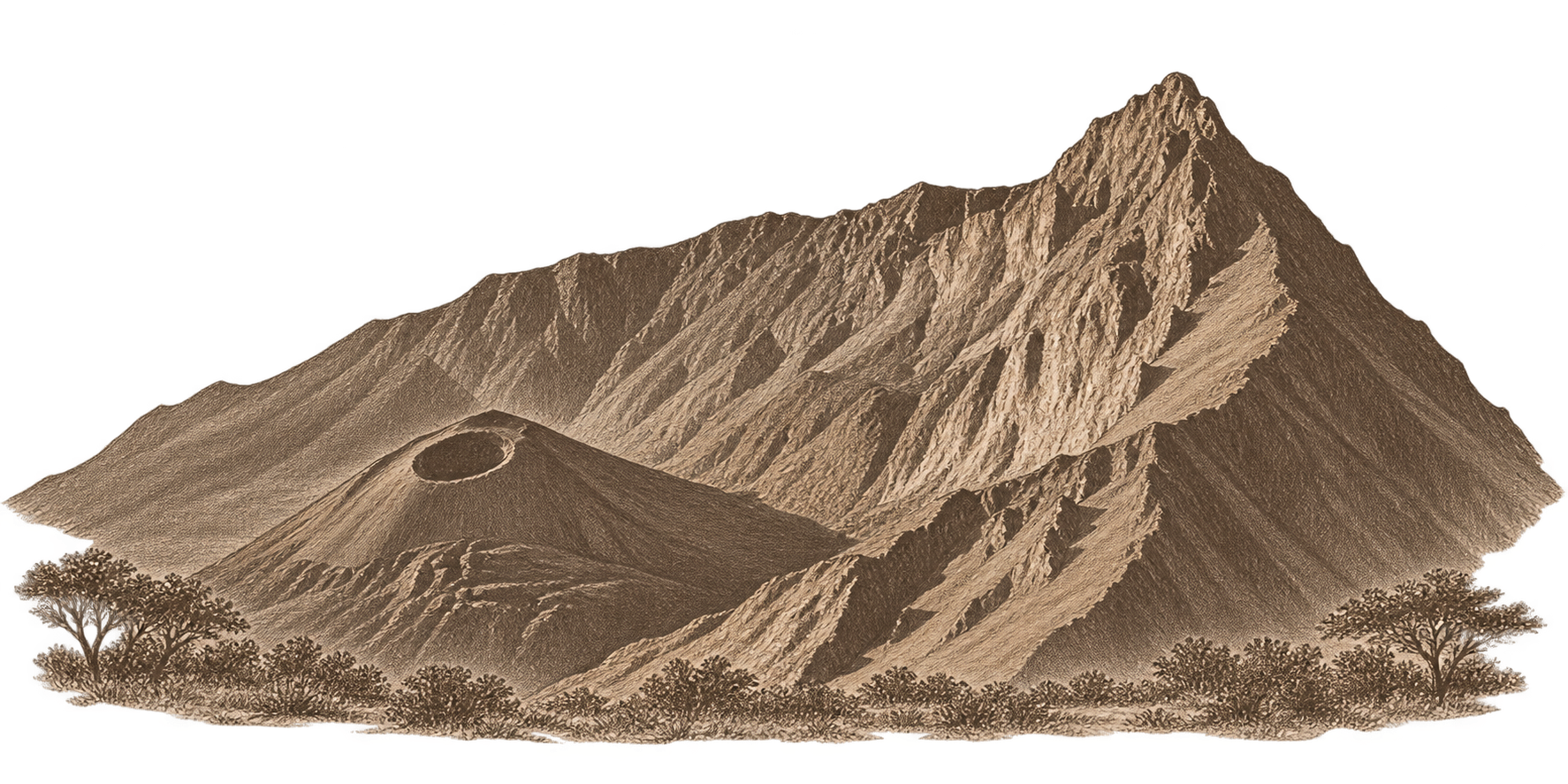 Pencil sketch of Mount Meru