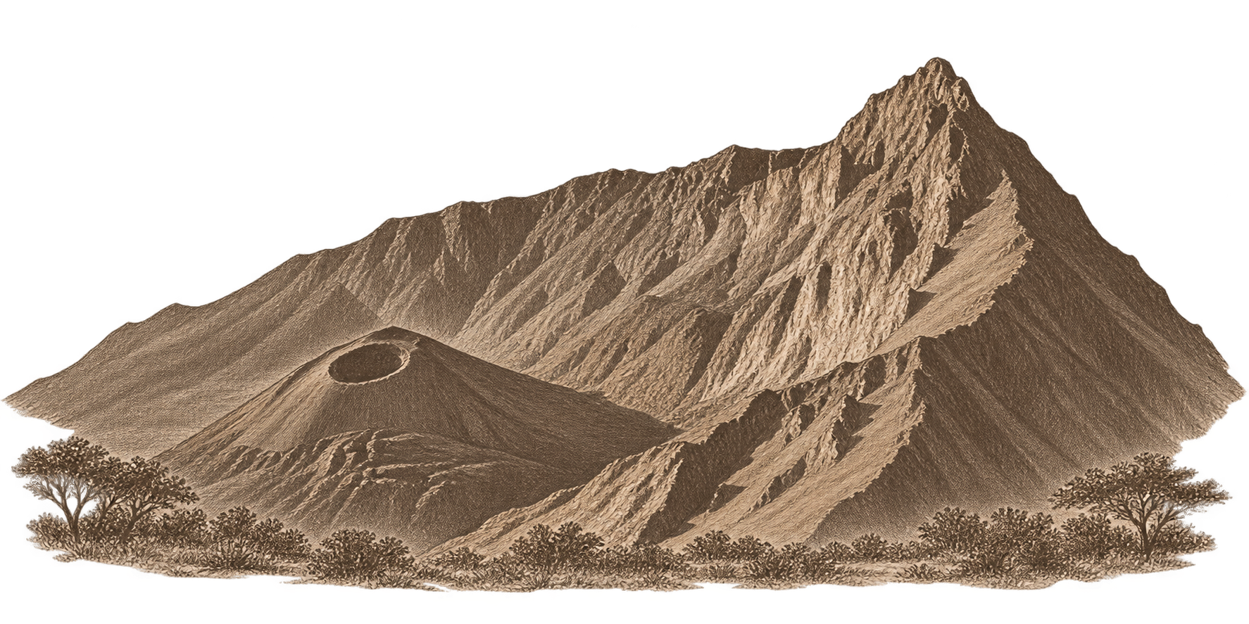 Pencil sketch of Mount Meru