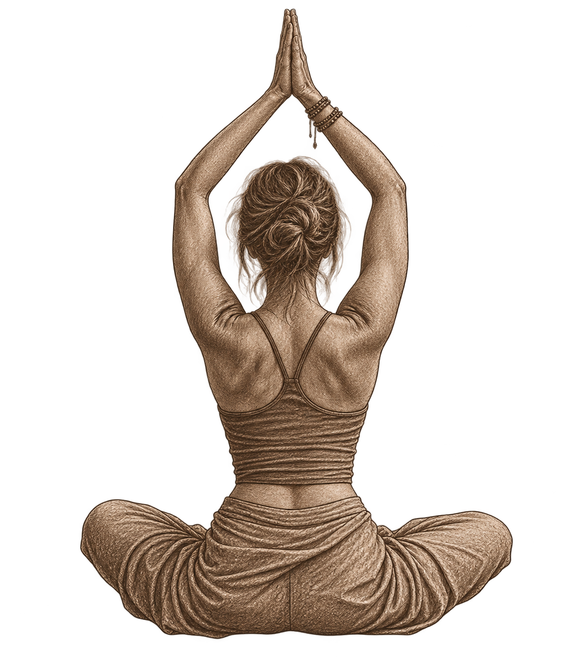 Pencil sketch of a woman in a yoga pose