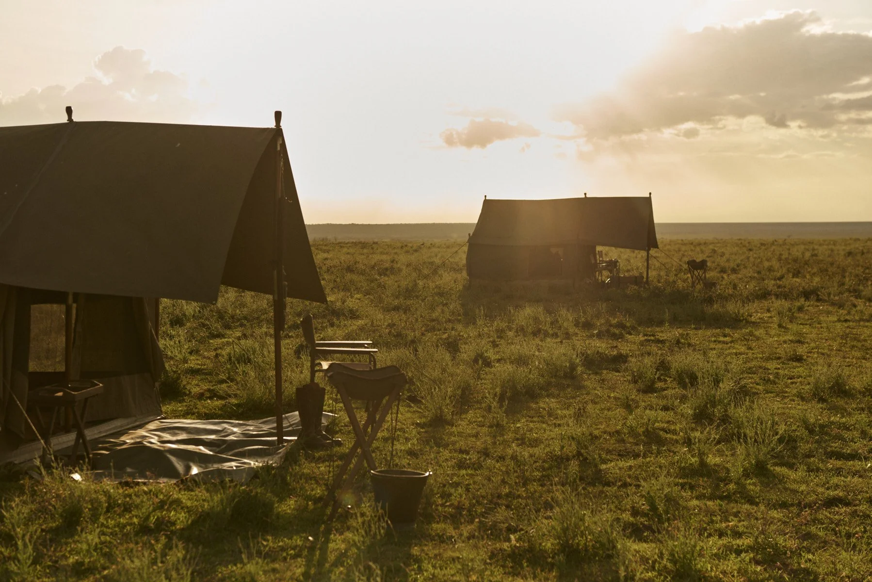 Guest tents at the mobile camp on the Serengeti plains