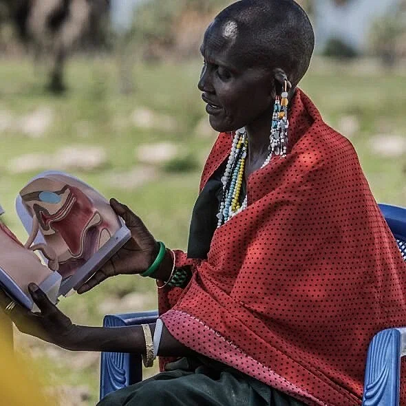 Maasai woman taking part in a women's health workshop