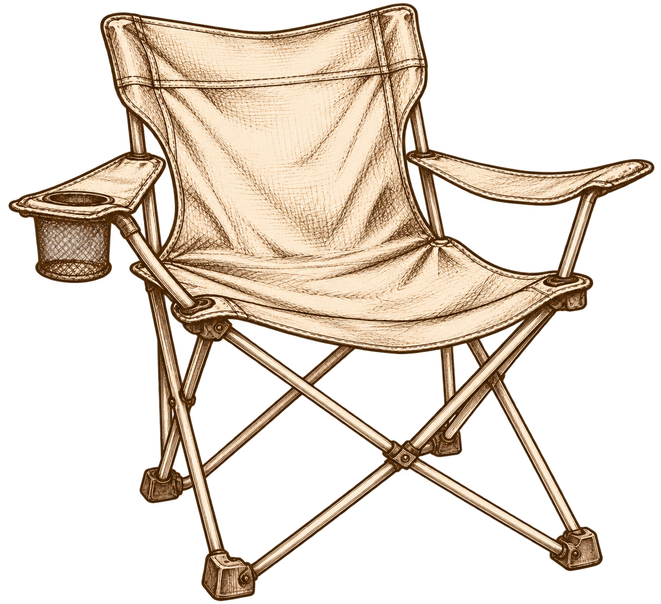 Pencil sketch of a canvas camp chair