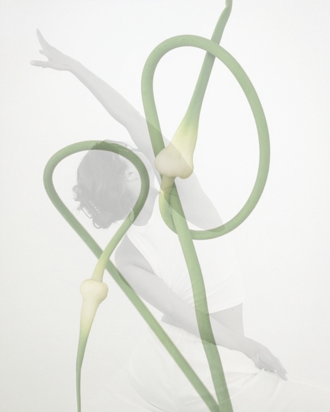 lady doing Yoga overlayed with flowers