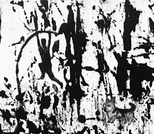 Detailansicht  Hochsprung  Abstraktes schwarzes und weißes Kunstwerk 