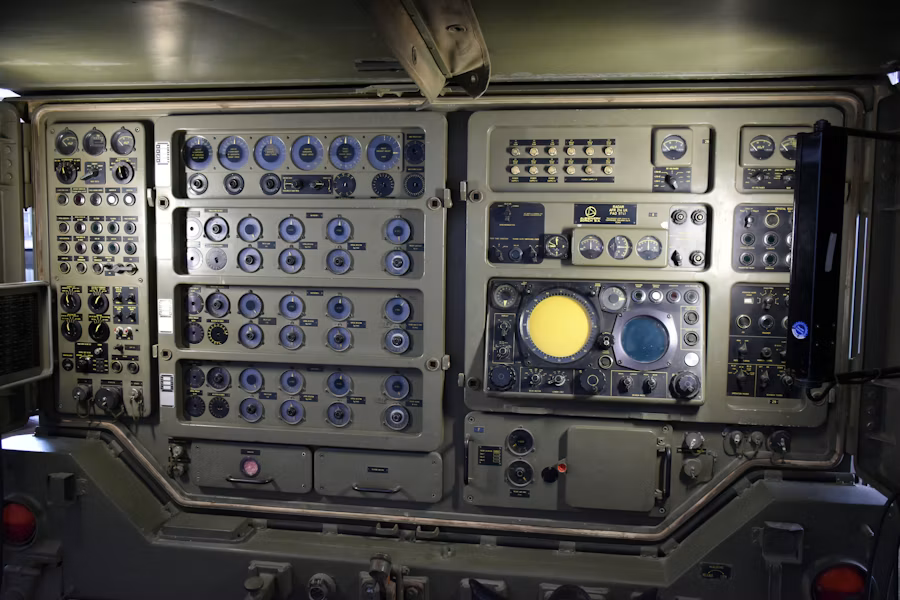 Utility control panel with instrumentation and screens