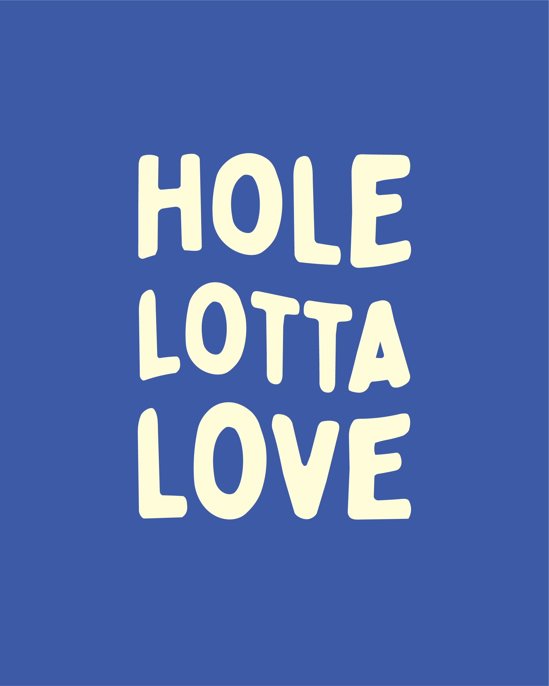 White text that says 'Hole to Love' on a blue background.