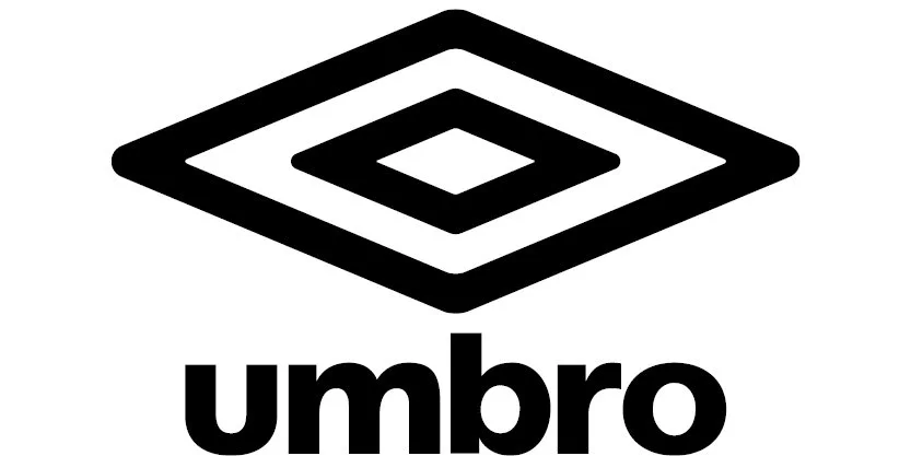 Logotyp för varumärket Umbro, svart och vitt