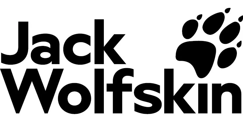 Logotyp med texten "Jack Wolfskin" och en vargavsikt.