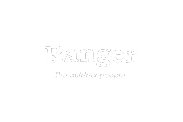 Black background with white text reading 'Ranger' and smaller text saying 'The outdoor people.'