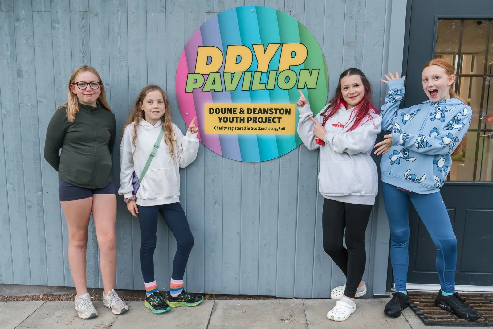 Youth club outside the DDYP Pavilion in Doune.