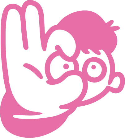 Illustration stylisée d'une main faisant un signe de paix avec un visage d'enfant exprimant de la curiosité ou de l'émerveillement