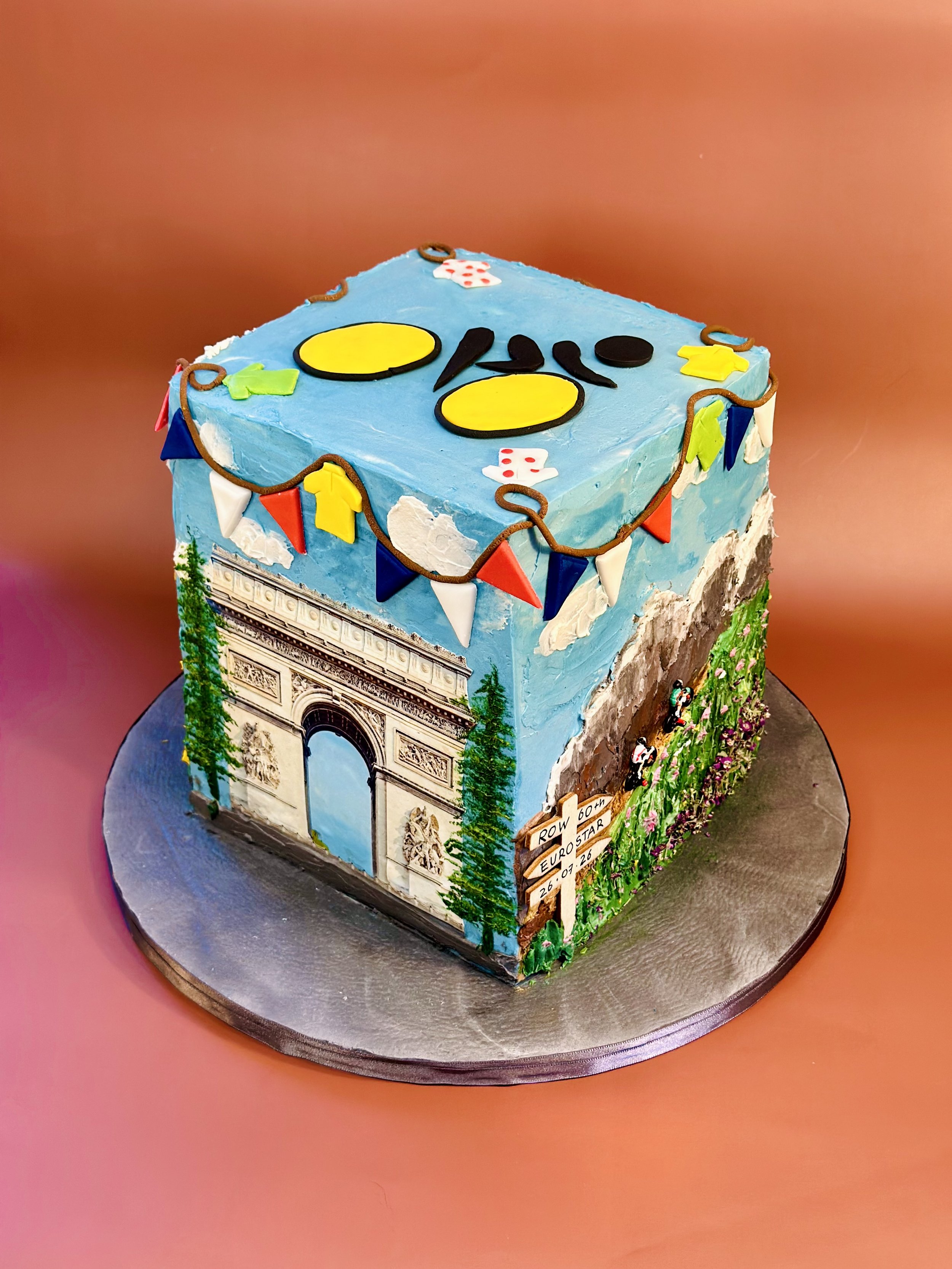Now this one took the cake! A completely bespoke idea to reveal the customer's birthday gift: a trip to France to see the Tour De France finish at the Arc de Triomphe