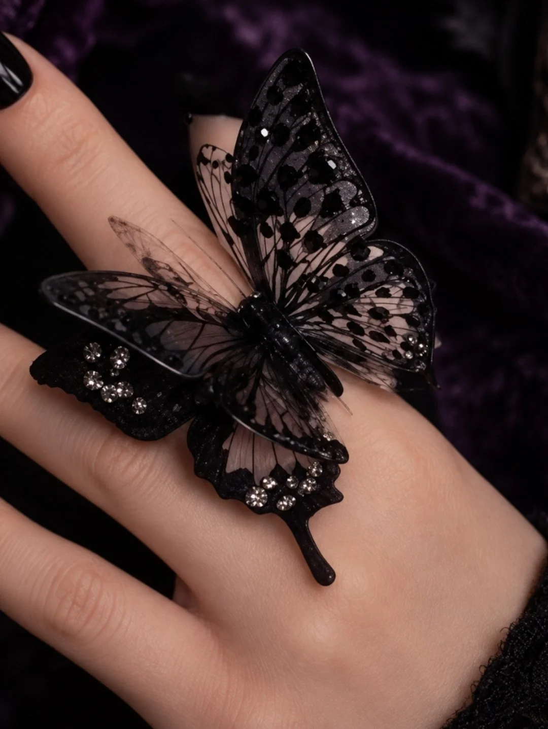 Midnight Butterfly Statement Ring