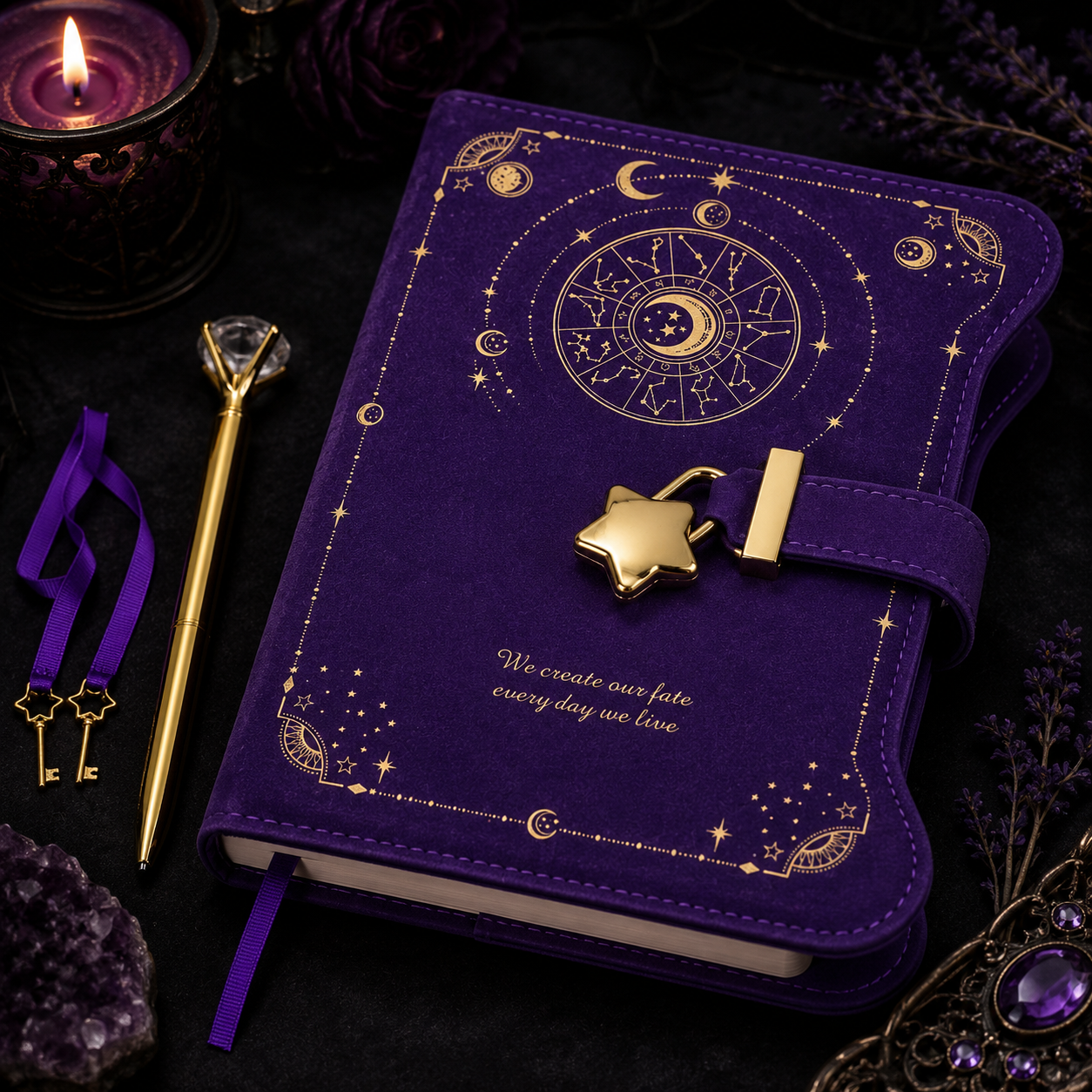 Celestial Fate Locking Journal & Crystal Pen