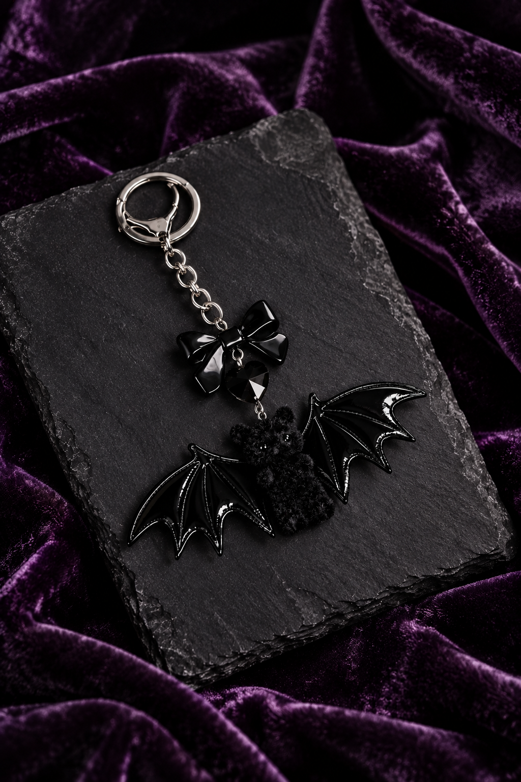 Midnight Bat Bow Keychain