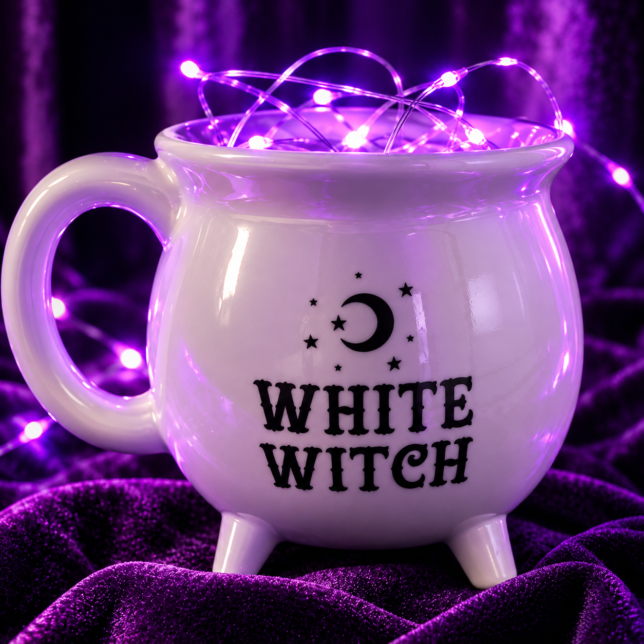 White witch cauldron mug