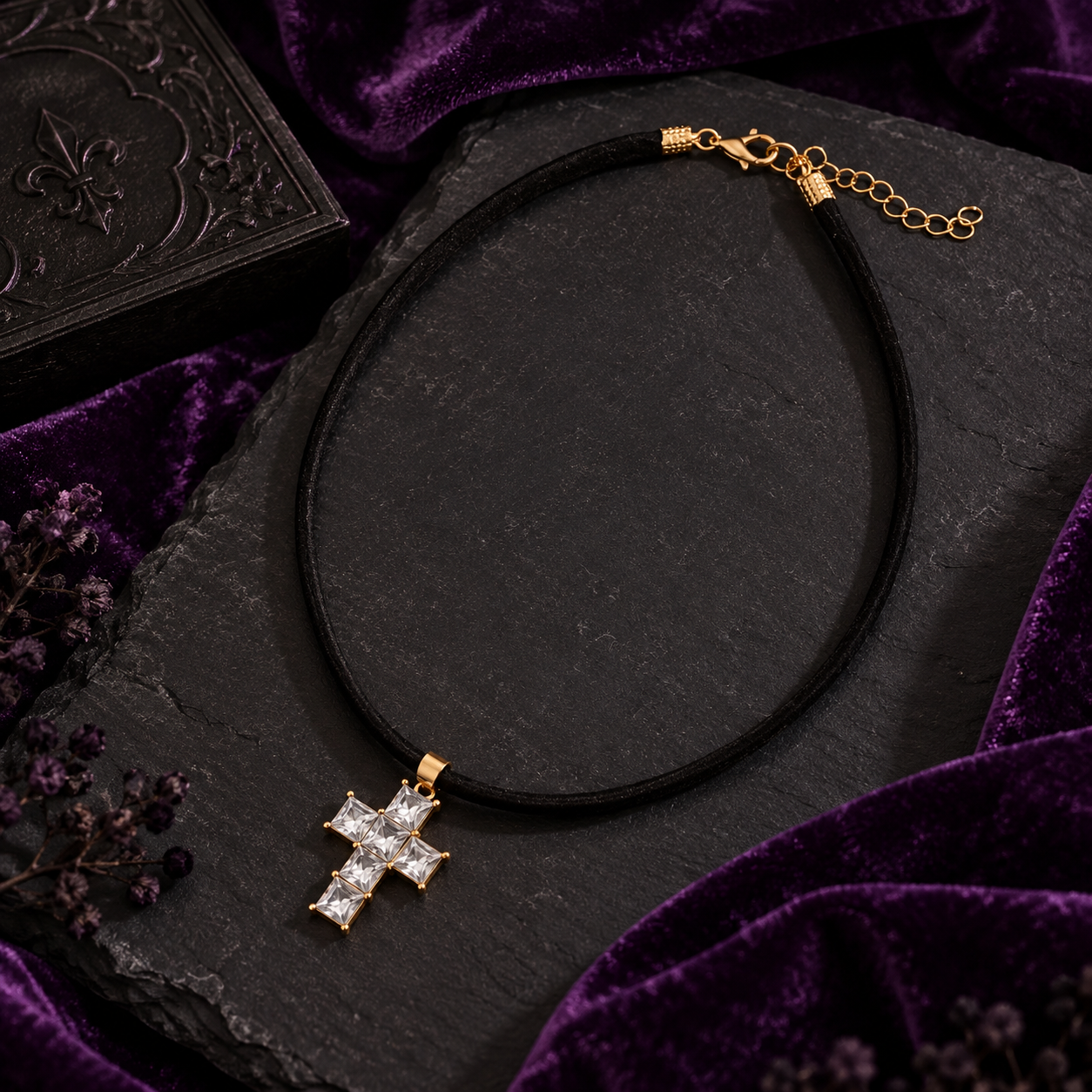 Crystal Cross Choker