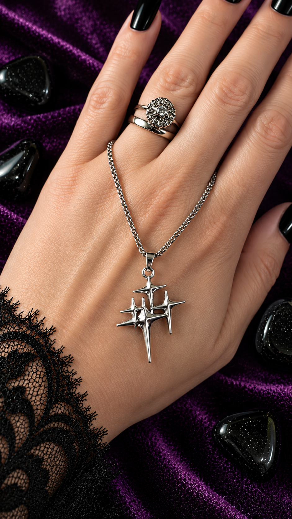 Gothic Spiked Cross Pendant Necklace