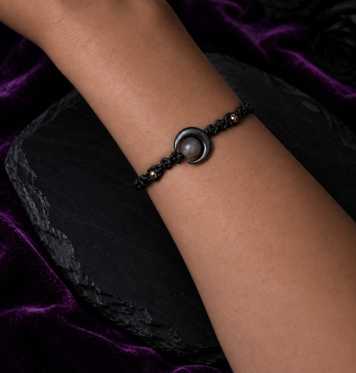 Lunar Eclipse Obsidian Bracelet