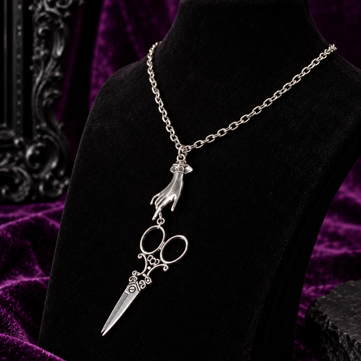 Hand of Shadows Scissor Necklace