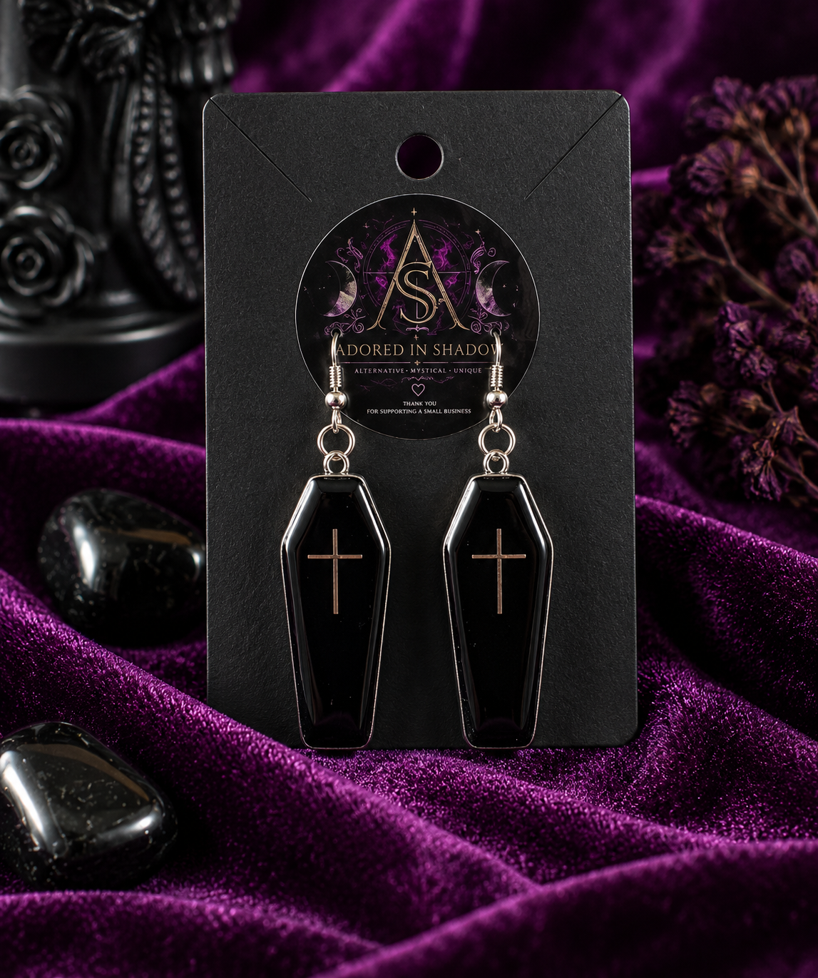 Crimson Coffin Earrings