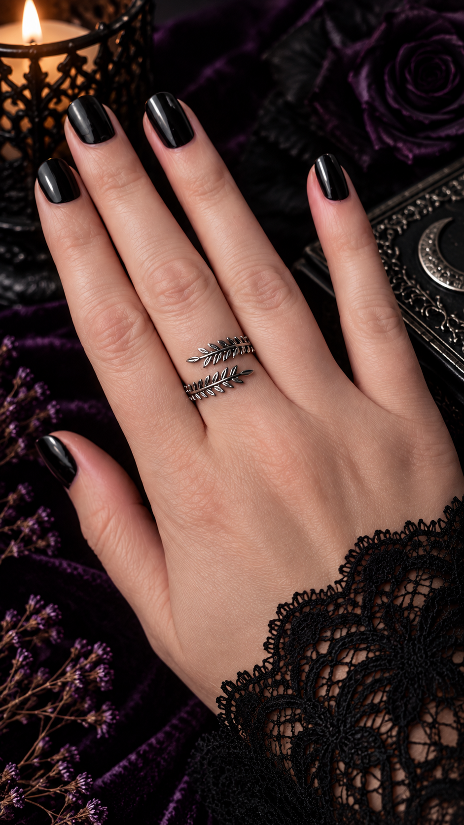 Dark Feather Wrap Ring