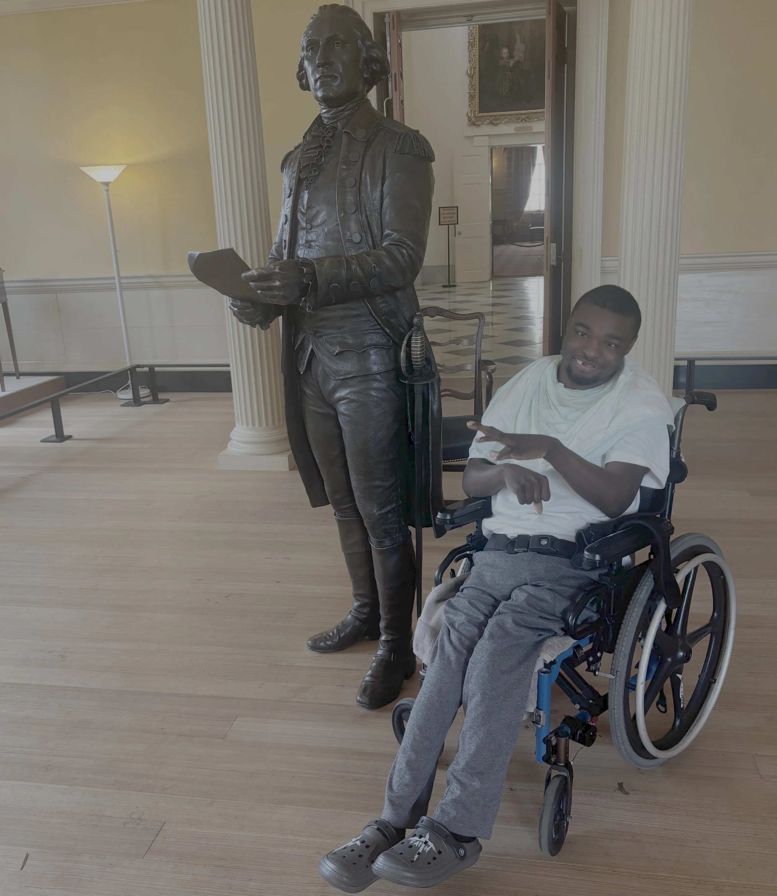 HCBS waiver participant Anthony Murray visiting the Maryland State House while ICS Foundation provides systems navigation and coordination support.