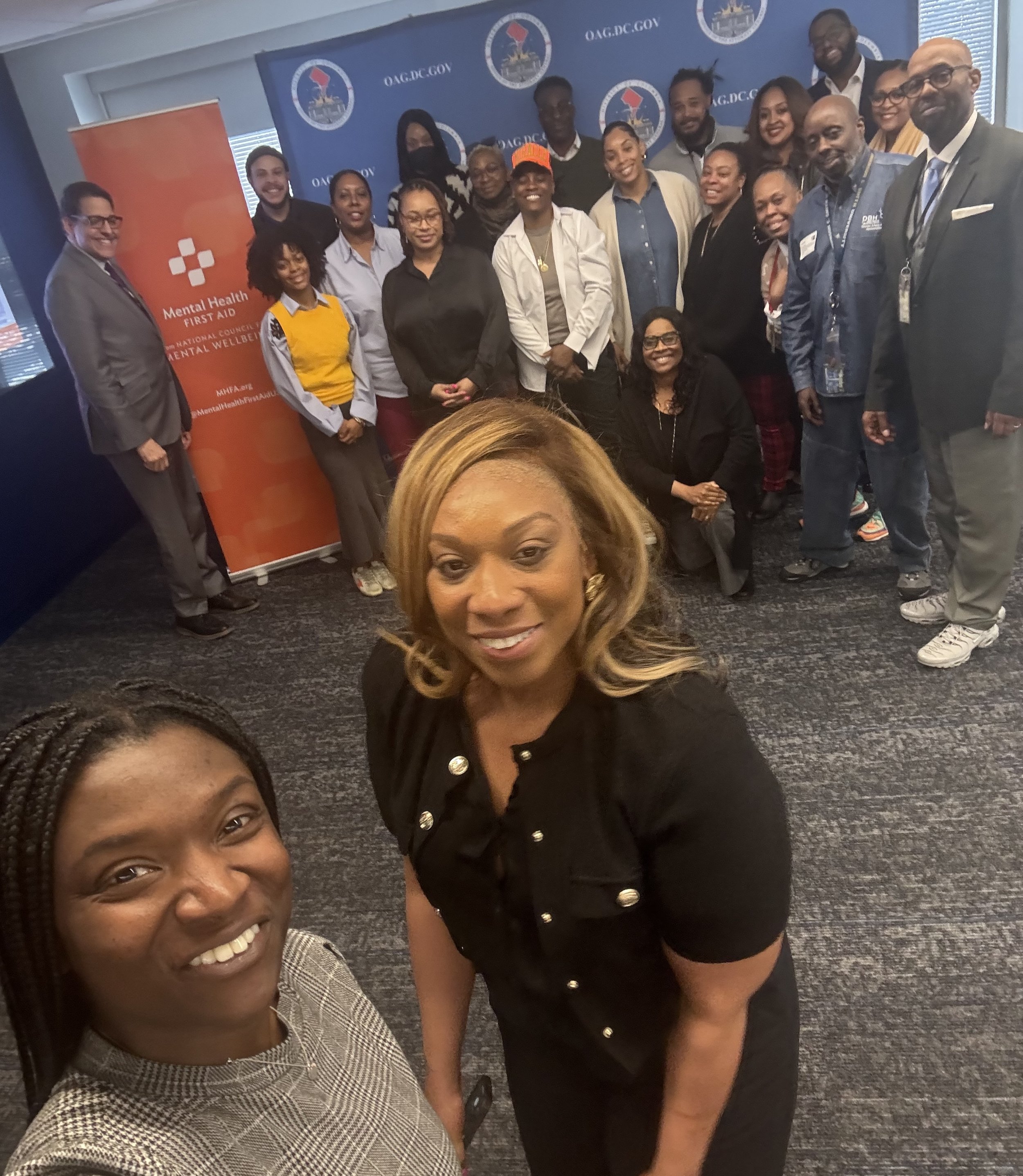 ICS Foundation supporting DC Department of Behavioral Health Mental Health First Aid instructors during an Adult Mental Health First Aid certification training for the Office of the Attorney General.
