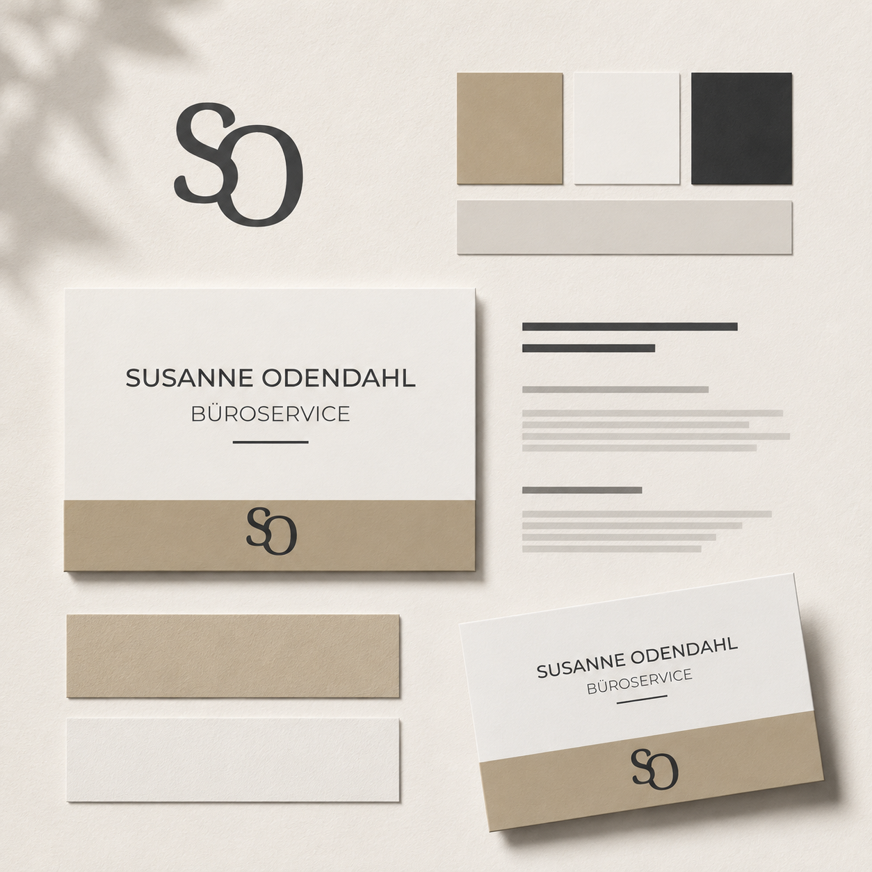 Branding-Konzept mit Logo, Farbpalette, Typografie und Geschäftsausstattung