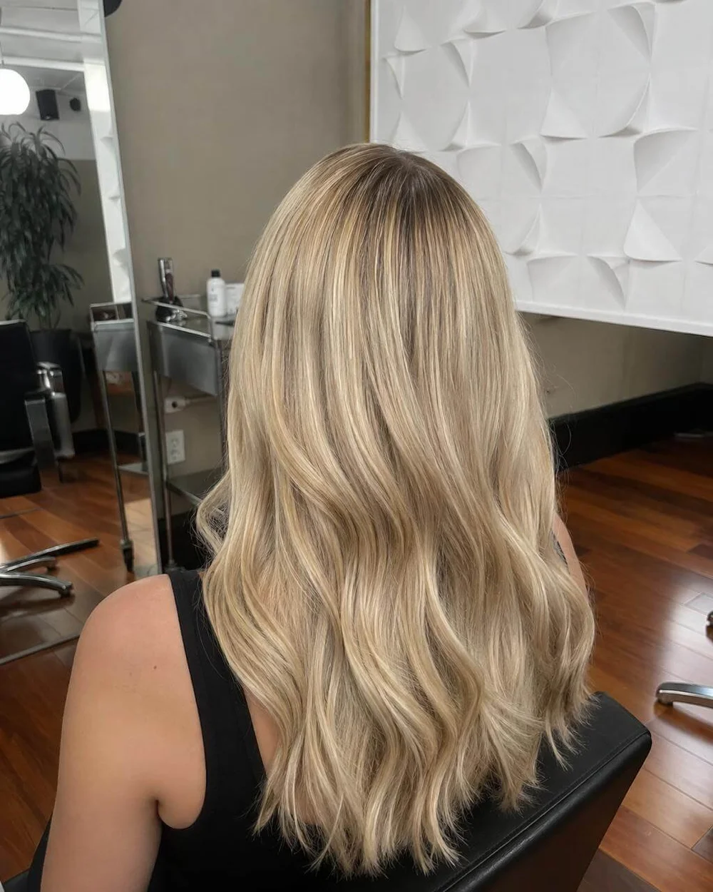 Soft dimensional blonde color work by Olena