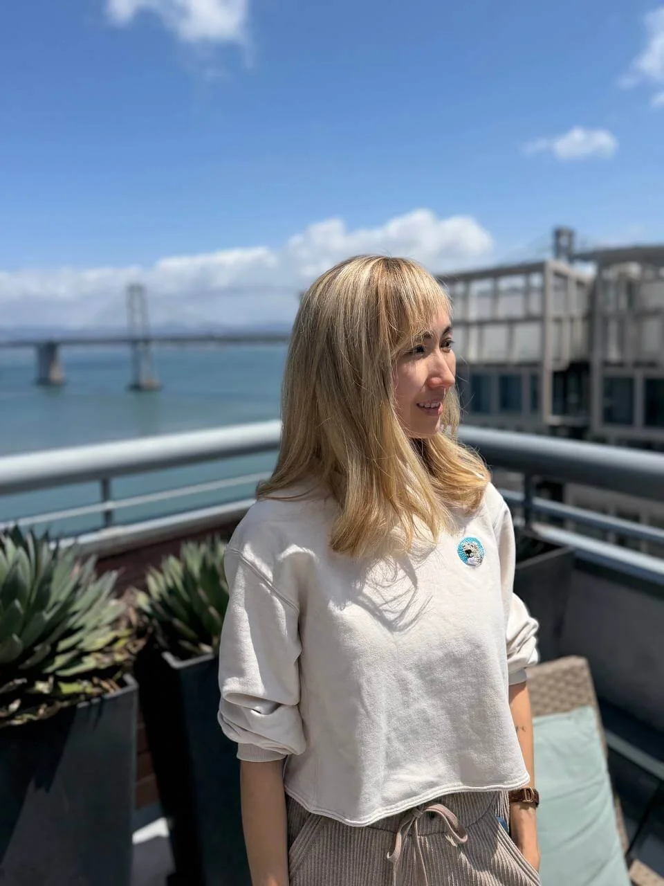 Luxury blonde transformation by Olena with soft dimension, shine, and natural movement in San Francisco and San Jose.