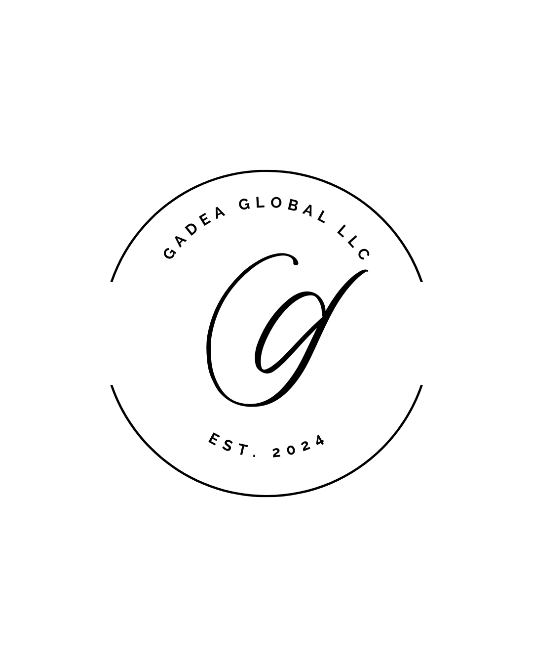 Logo for Gadea Global LLC featuring a stylized 'G' in the center, with the company name, establishment year 2024, and a circular border.