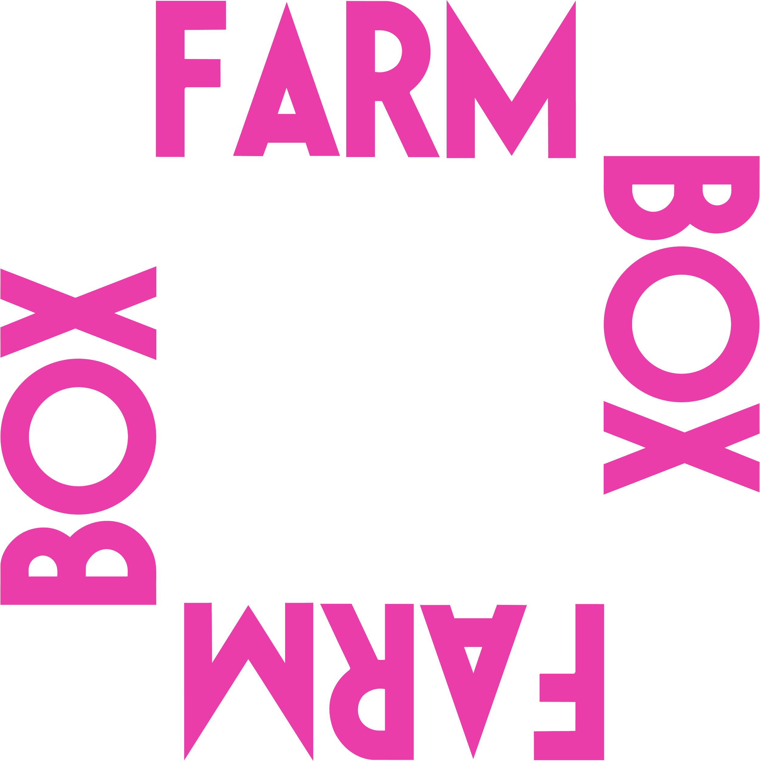 Pink text that reads "FARM BOX"