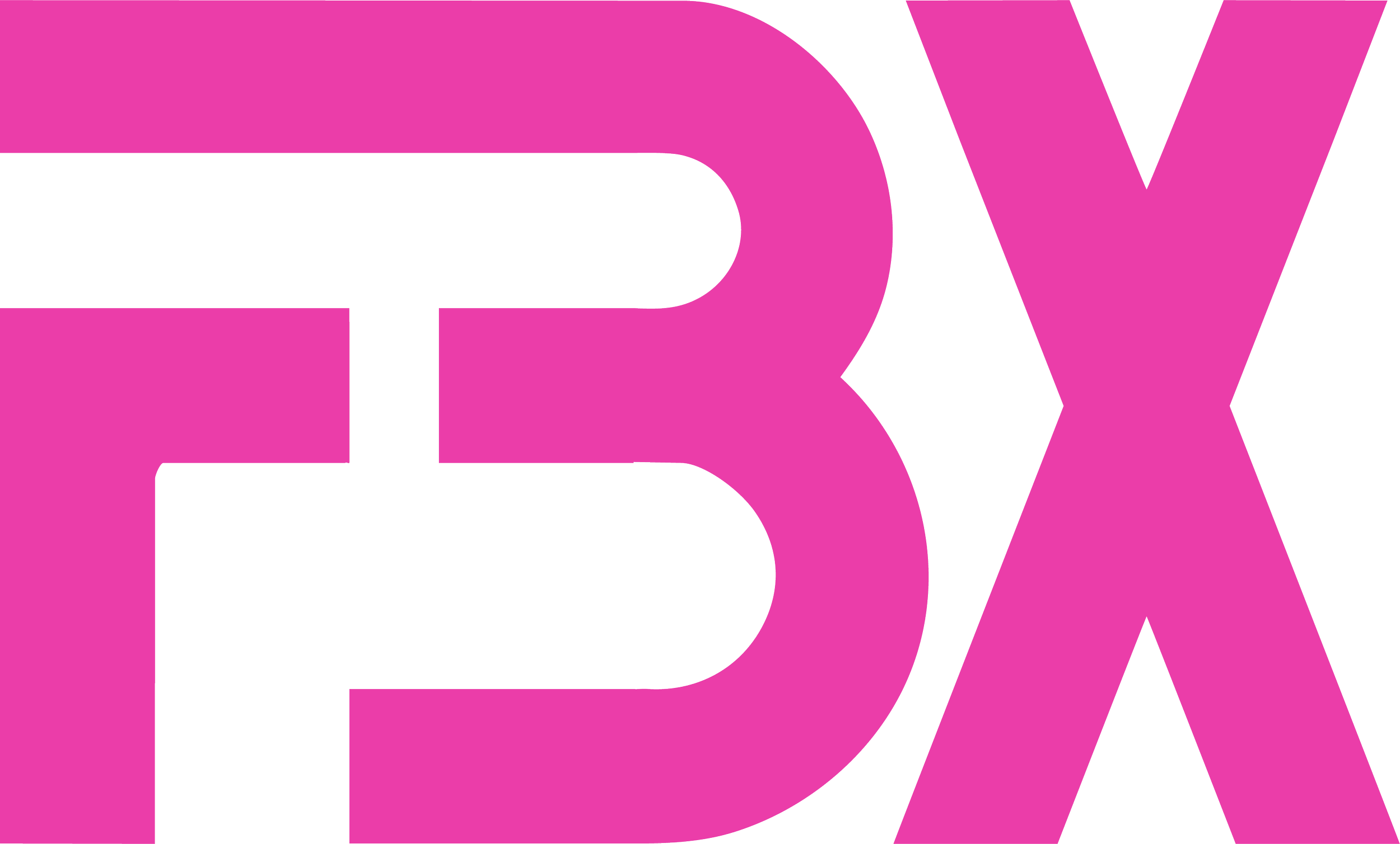 Bold pink graphic text with the letters "FBX"
