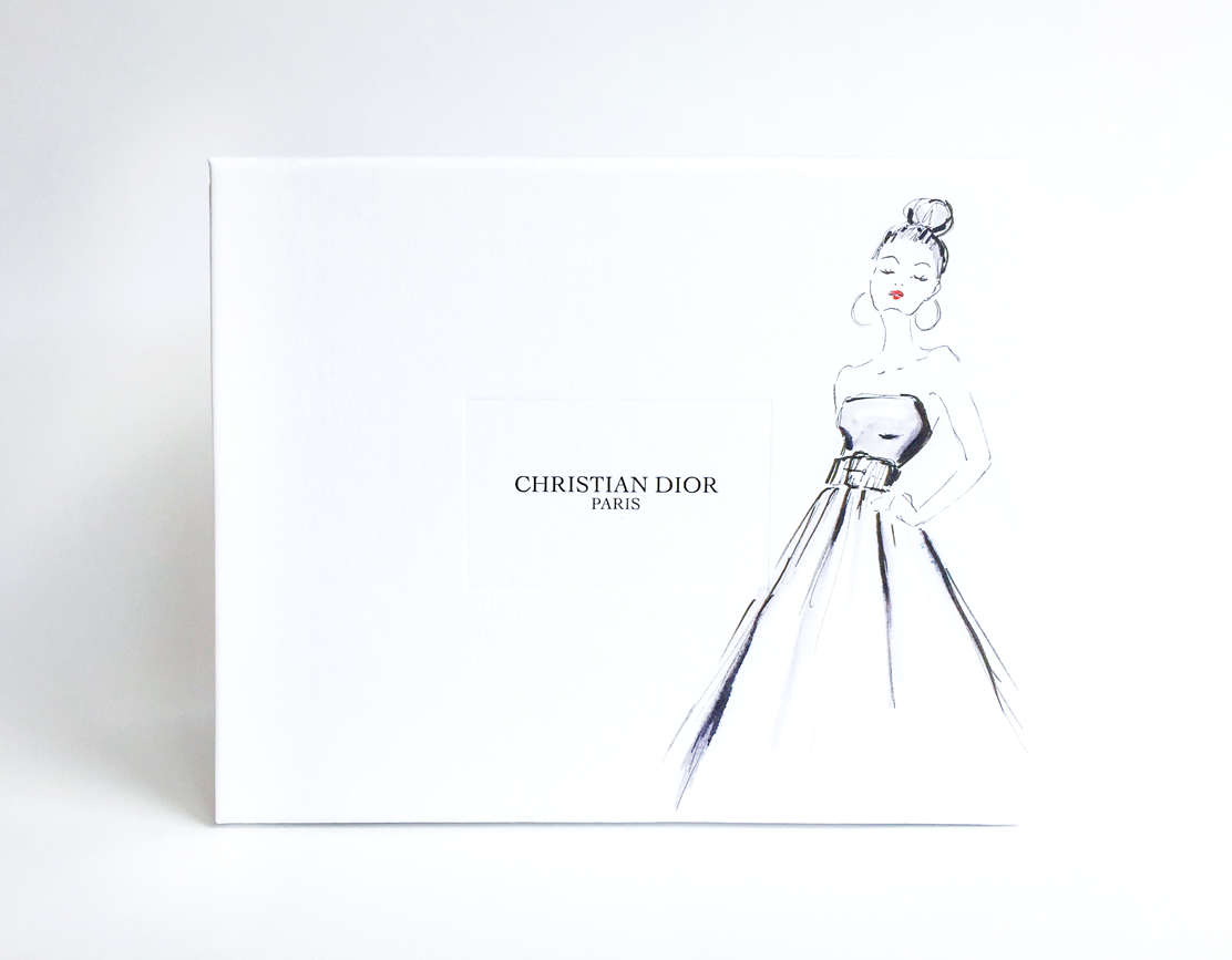 Fashion illustration with a unique Dior Runway Look – drawn by Anna Schwarzer for Maison Dior.