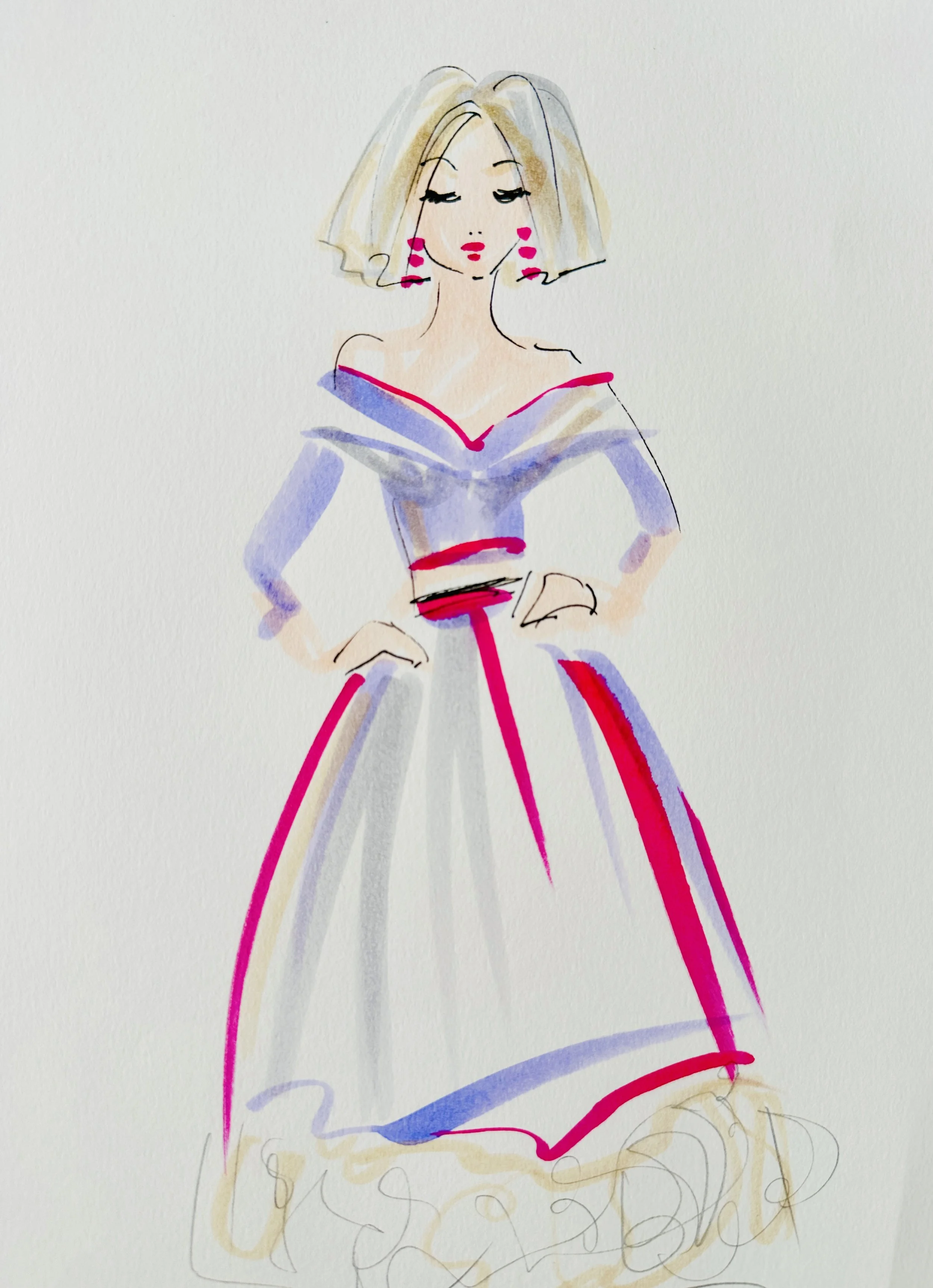 Half Body Event Live Fashion Sketch Zeichnen Karikatur Brand Event Client Experience by Anna Schwarzer 