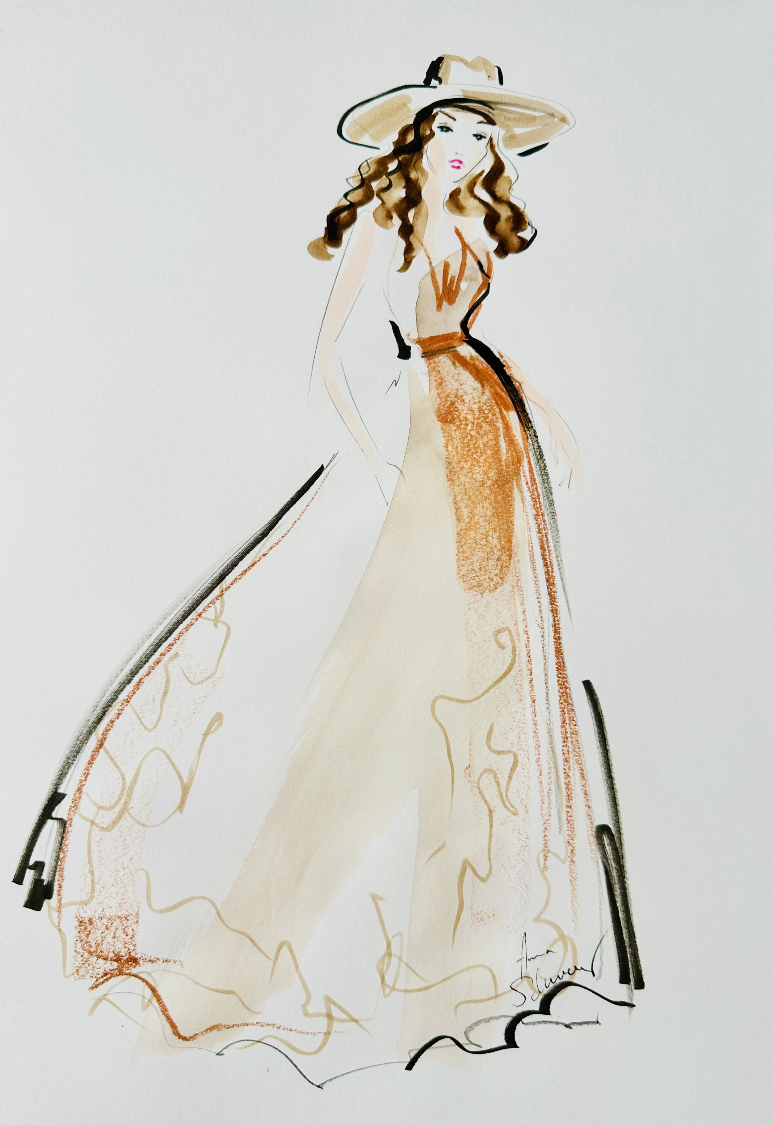 Fashion Event Sketch Karikatur Event SchnellZeichnen Dress Anna Schwarzer 