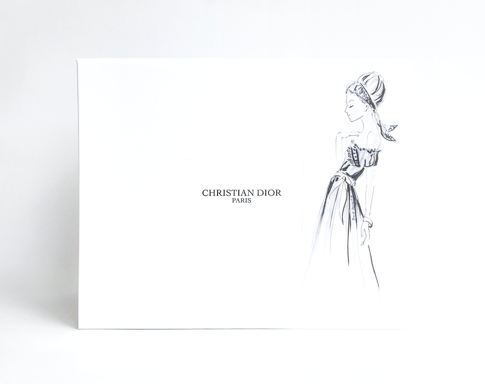Fashion illustration with a unique Dior Runway Look – drawn by Anna Schwarzer for Maison Dior.