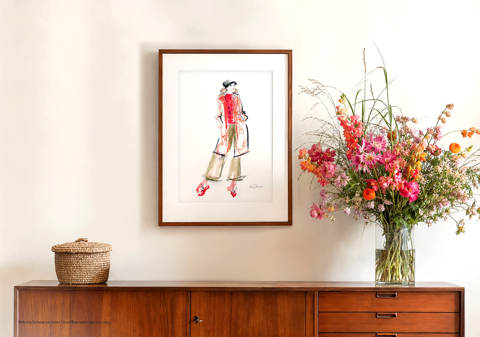 Sideboard with illustration Displayed at home 