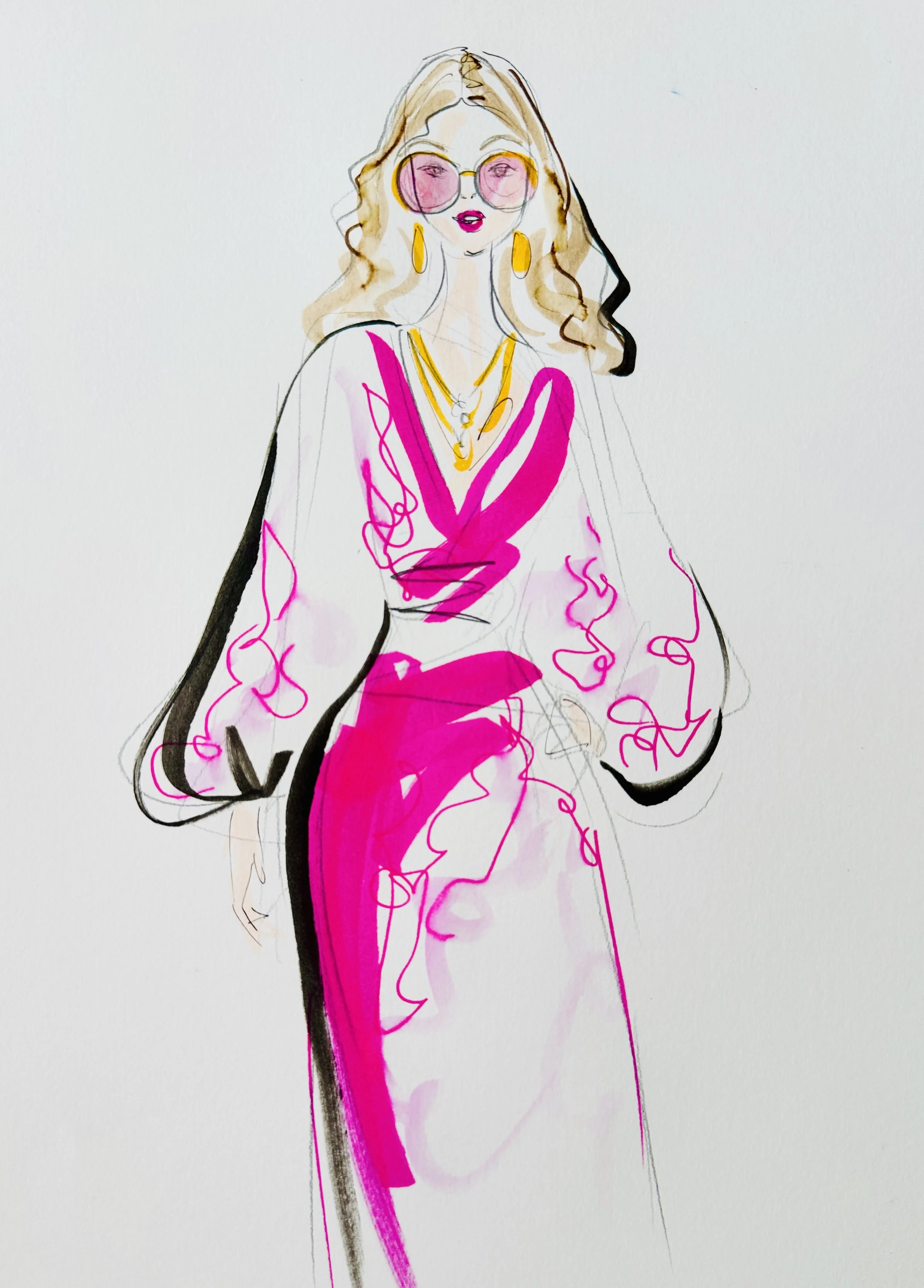 Pink Dress Event Live Sketch Sunglasses by Anna Schwarzer 