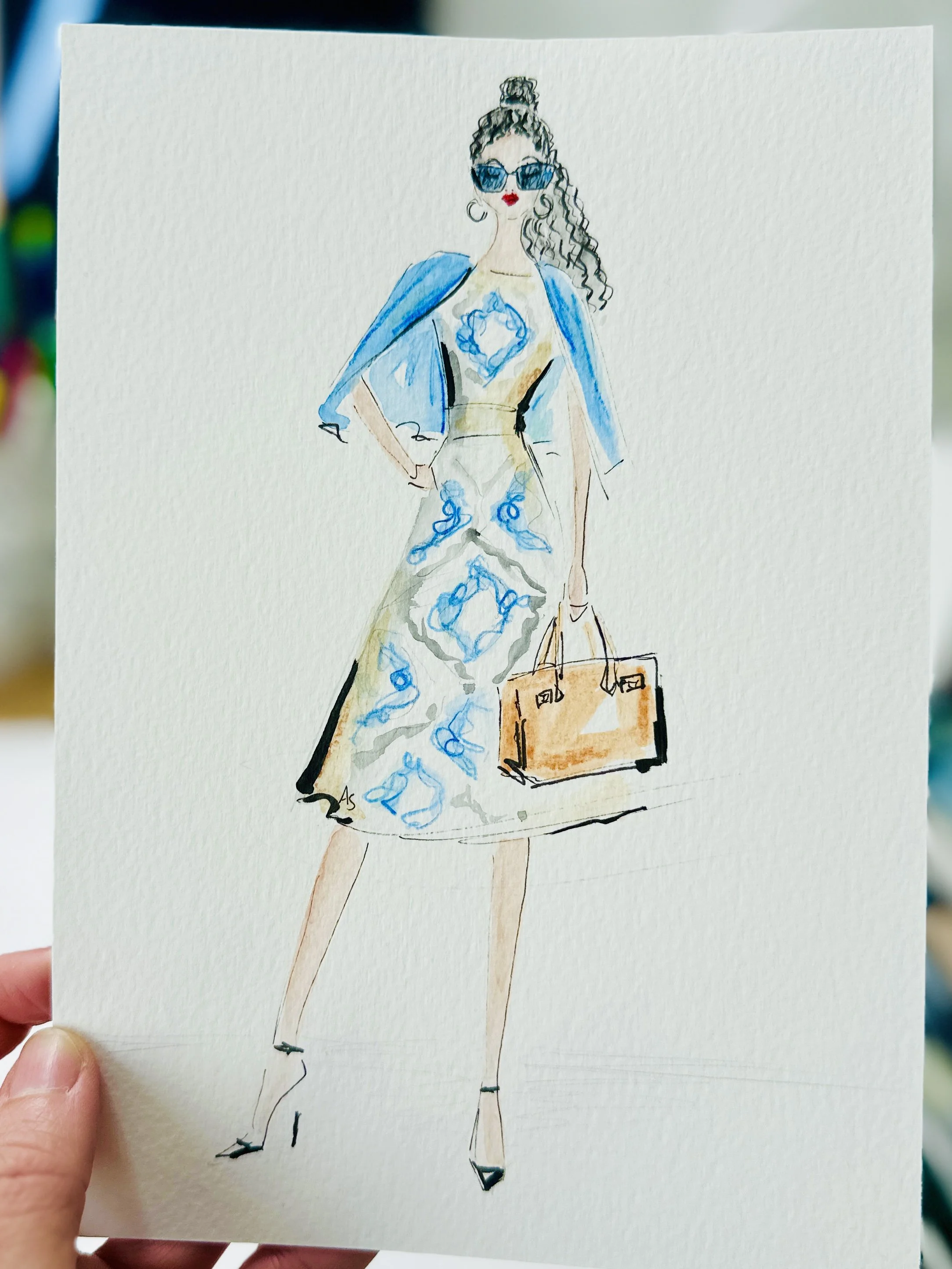 Live Zeichnen Event Hochzeit Wedding, Blue Dress by Anna Schwarzer  