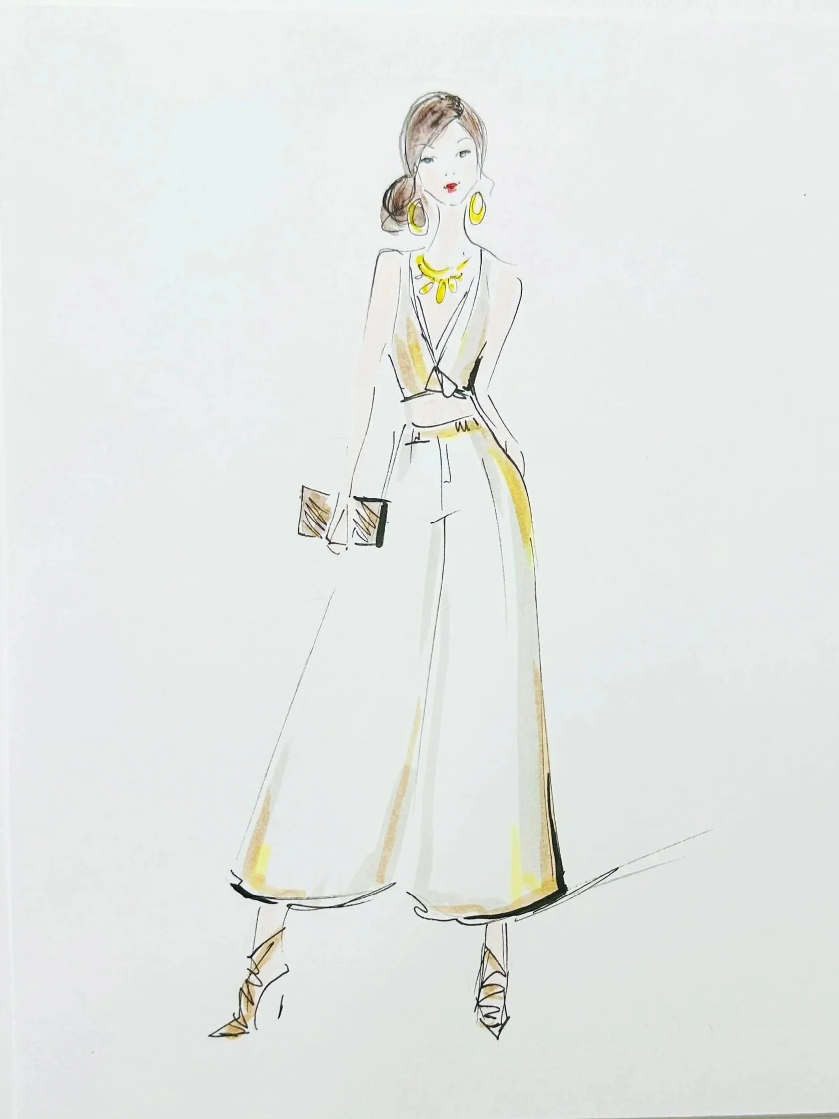 Live Zeichnen Kleine Illustration event by Anna Schwarzer  | Frau Outfit Betonung Schmuck 